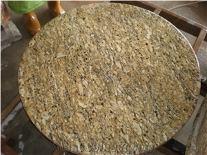 Giallo Santa Cecilia Granite Table Tops,Yellow Reception Desk,Round Table Top ,Yellow Granite Work Top