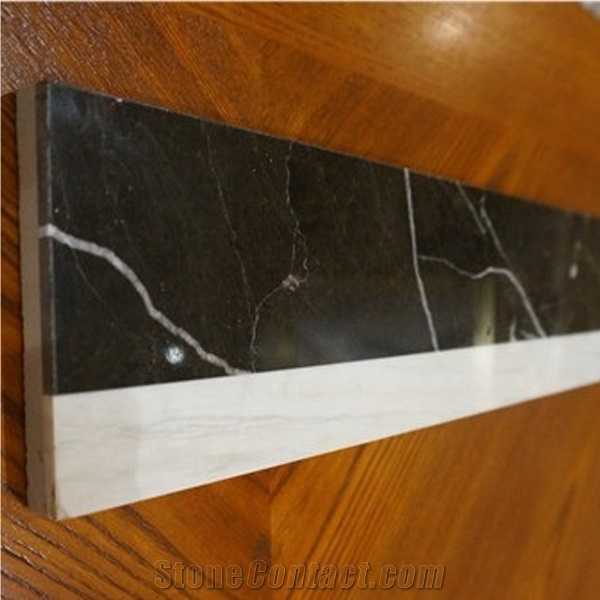 Nero Margiua Marble Turkey Artistic Border Door Marble Border Design, Nero Marquina Black Marble Molding & Border