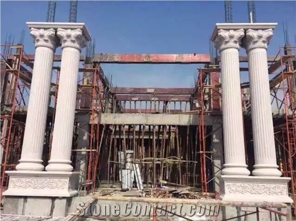 White Marble Column, Roman Column, Marble Pillar, Baoxing White Marble Roman Columns/Roman Pillars Column Molds