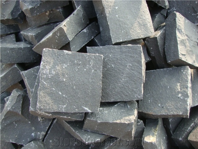 Hainan Grey Basalt Cube Stone,Cobble Stone,Grey Basalt Natural-Split