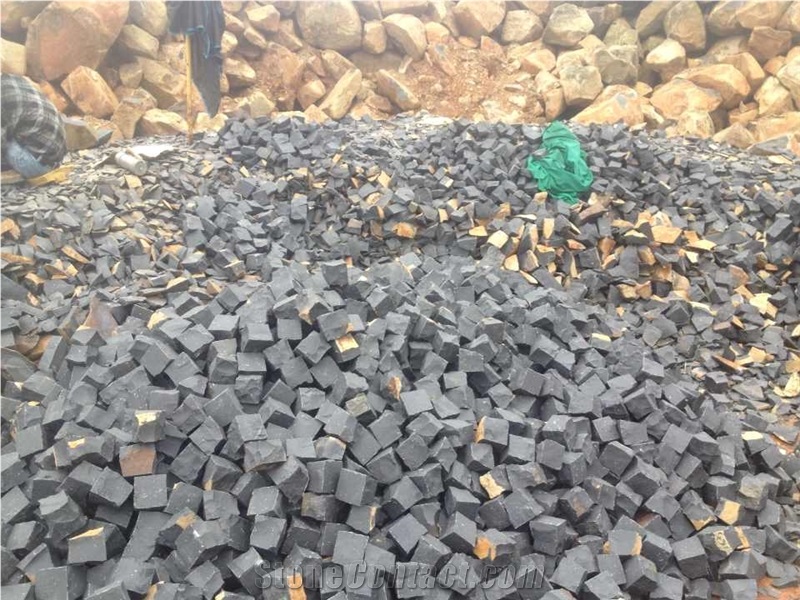 Hainan Grey Basalt Cube Stone,Cobble Stone,Grey Basalt Natural-Split