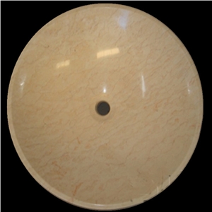Beige Marble Round Bath Dish, Stone Wash Basin, Marble Bowls for Kitchen and Bathroom