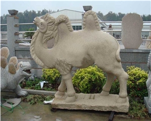 Carved Camel, Animal Stone Sculpture, Natural China Yellow Granite Carving Handcrafts