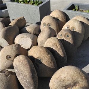 Carved Stone Owl, Animal Stone Sculpture, River Coppele Stone Natural China Owl Carving Handcrafts