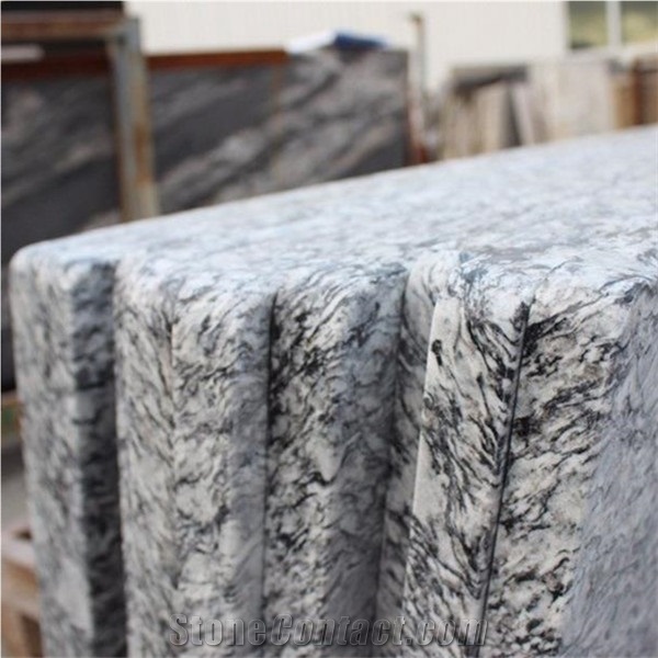 China Origin Spray White Polished Kitchen Countertop, Wave White Granite Stone Top, White Granite Worktop