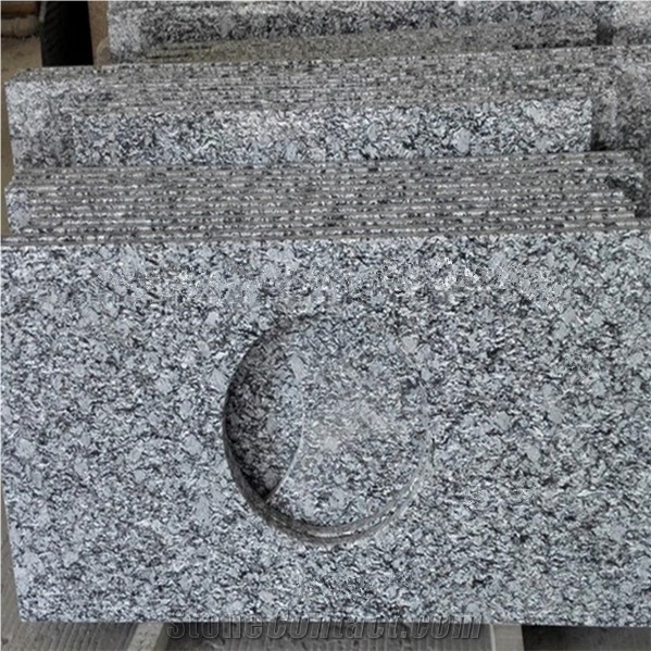 China Origin Spray White Polished Kitchen Countertop, Wave White Granite Stone Top, White Granite Worktop