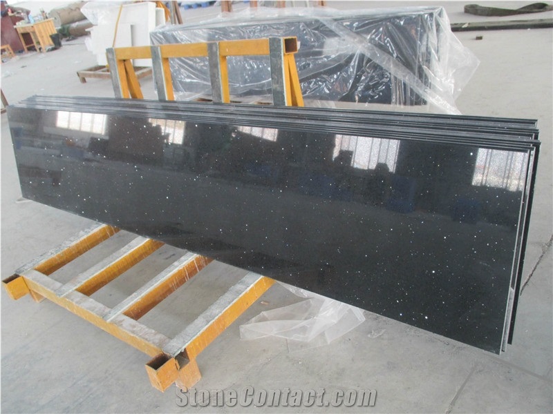 Crystal Black Quartz Kitchen Countertops, Silver Star Black Quartz Surface, Quartz Stone Tops, Quartz Kitchen Island Tops, Black Quartz Workshop