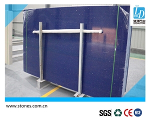 Quartz Slab Crystal Blue, Quartz Worktop, Quartz Surfaces, Cut-To-Size Quartz Tiles for Kitchen Bathroom Decoration