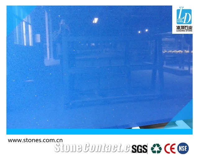 Quartz Slab Crystal Light Blue,Quartz Stone Slab, Quartz Surfaces, Cut-To-Size Quartz Tiles for Kitchen Bathroom Decoration
