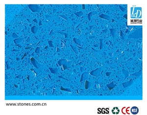 Quartz Slab Crystal Light Blue,Quartz Stone Slab, Quartz Surfaces, Cut-To-Size Quartz Tiles for Kitchen Bathroom Decoration