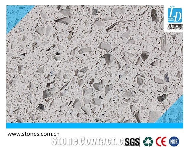 Quartz Slab Crystal Light Grey ,Quartz Stone Slab, Quartz Surfaces, Cut-To-Size Quartz Tiles, Marble Like Quartz, Veined Quartz