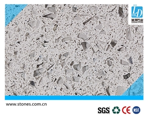 Quartz Slab Crystal Light Grey ,Quartz Stone Slab, Quartz Surfaces, Cut-To-Size Quartz Tiles, Marble Like Quartz, Veined Quartz