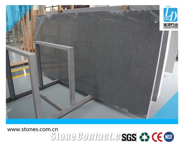 Quartz Slab Crystal Shinning Light Grey, Quartz Stone Slab, Quartz Surfaces, Cut-To-Size Quartz Tiles for Kitchen Bathroom Decoration
