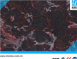 Quartz Slab Moden Red, Quartz Surfaces, Cut-To-Size Quartz Tiles for Kitchen Bathroom Decoration