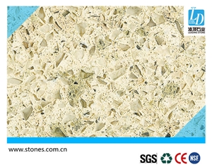 Quartz Slab Pine Nut Yellow, Quartz Surfaces, Cut-To-Size Quartz Tiles for Kitchen Bathroom Decoration