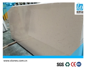 Quartz Slab Pink Carrara, Quartz Stone Slab, Quartz Surfaces, Cut-To-Size Quartz Tiles for Kitchen Bathroom Decoration