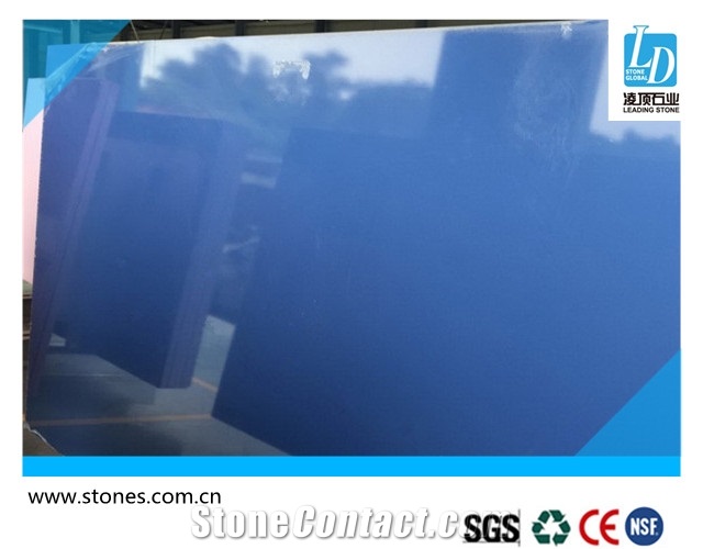 Quartz Slab Pure Blue, Quartz Stone Slab, Quartz Surfaces, Quartz, Cut-To-Size Quartz Tiles for Kitchen Bathroom Decoration