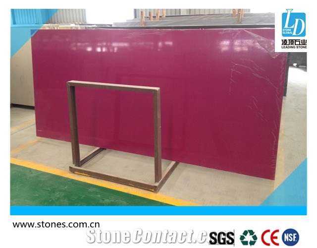 Quartz Slab Pure Dark Rosy, Quartz Stone Slab, Quartz Surfaces, Cut-To-Size Quartz Tiles for Kitchen Bathroom Decoration