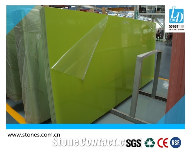 Quartz Slab Pure Green, Quartz Stone Slab, Quartz Surfaces, Cut-To-Size Quartz Tiles for Kitchen Bathroom Decoration