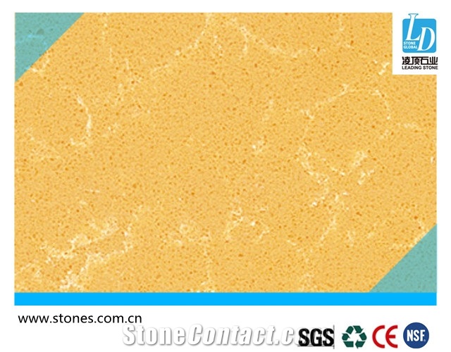 Quartz Slab Spring Yellow, Quartz Surfaces, Cut-To-Size Quartz Tiles for Kitchen Bathroom Decoration