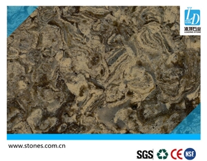Quartz Slab Virgin Forest, Granite Vein Series, Green Quartz Stone, Quartz Surfaces, Cut-To-Size Quartz Tiles