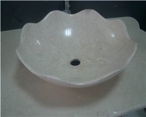Stone Wash Bowl Flower Shape Polished Sinks, Flower Wash Basins for Bathroom Decoration