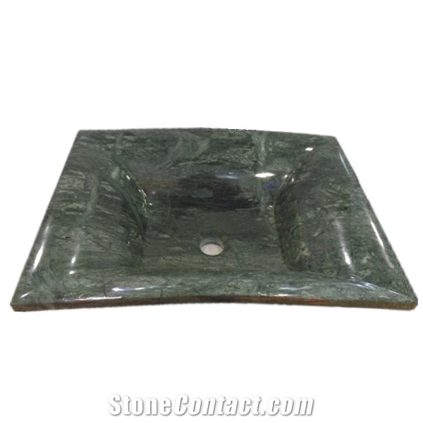 Stone Wash Bowl India Green Marble Polished Rectangle Sinks, Verde Guatemala Square Wash Basins