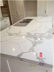 2017 Hot Sale Cheap Calacatta White Quartz Slab
