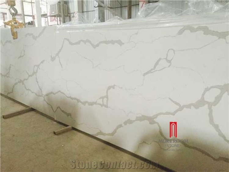 2017 Hot Sale Cheap Calacatta White Quartz Slab