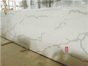 2017 Hot Sale Cheap Calacatta White Quartz Slab
