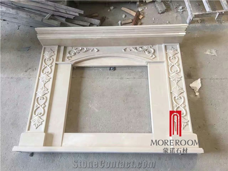 Beige Color Customized Home Decoration Marble Fireplace