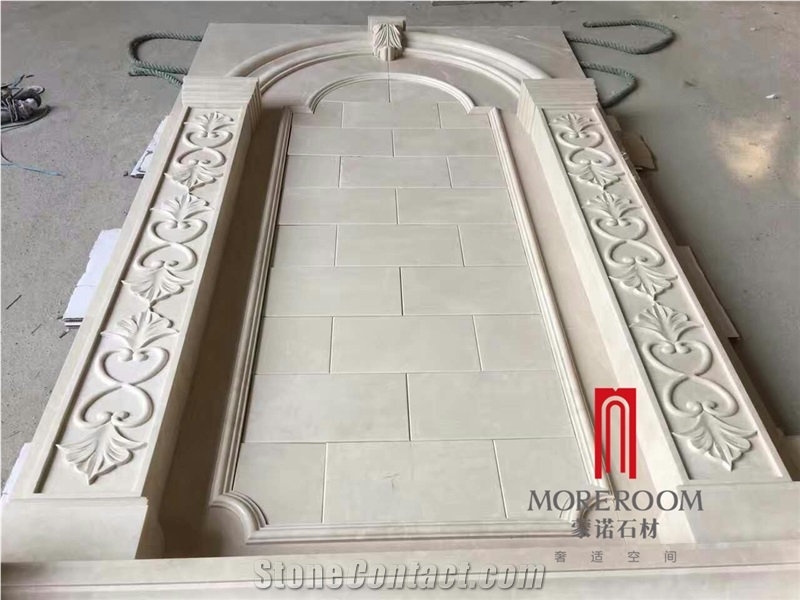 Beige Color Customized Home Decoration Marble Fireplace