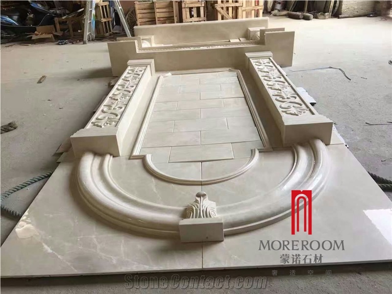 Beige Color Customized Home Decoration Marble Fireplace
