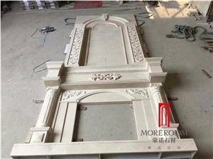 Beige Color Customized Home Decoration Marble Fireplace