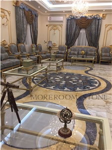 Custom Inlay Design Natural Stone Waterjet Marble Floor Medallion
