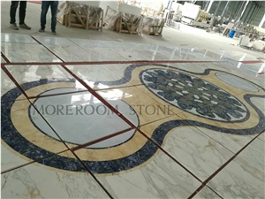 Custom Inlay Design Natural Stone Waterjet Marble Floor Medallion