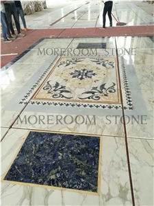 Custom Inlay Design Natural Stone Waterjet Marble Floor Medallion