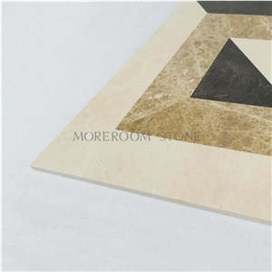 Emperador Light Composited Marble Water-Jet Flooring Medallion
