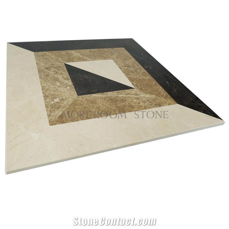 Emperador Light Composited Marble Water-Jet Flooring Medallion