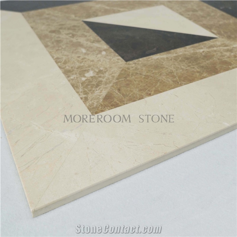 Emperador Light Composited Marble Water-Jet Flooring Medallion