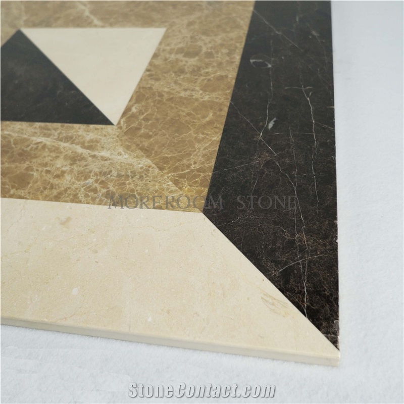 Emperador Light Composited Marble Water-Jet Flooring Medallion