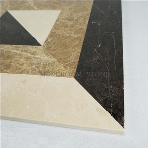 Emperador Light Composited Marble Water-Jet Flooring Medallion