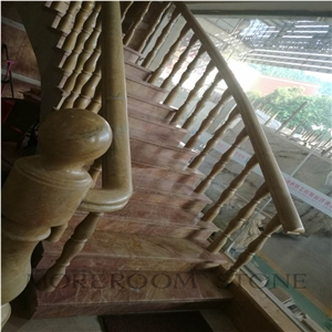 Grade Aaa Polished Pink Gold Marble Staircase