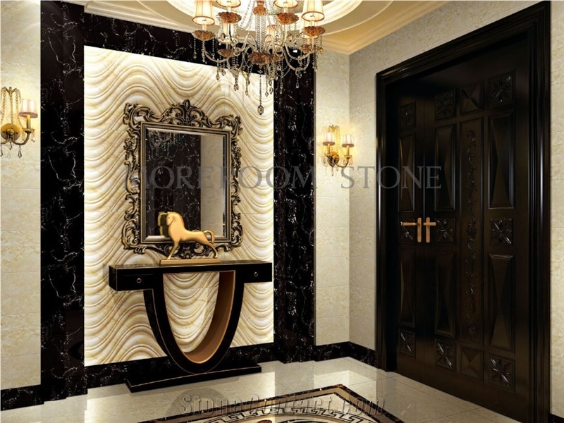 Natural Marble 3d Three-Dimensional Wave Sculpture Background Tile