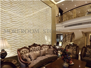Natural Marble 3d Three-Dimensional Wave Sculpture Background Tile