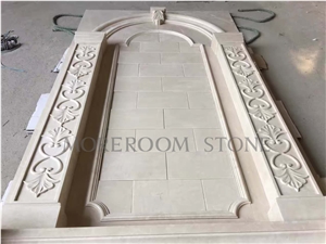 New Design Elegant Beige Marble Fireplace Mantel