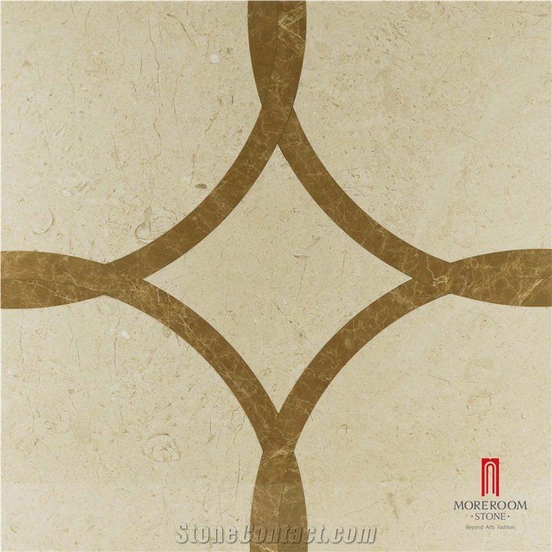 Spain Crema Marfil & Emperador Light Marble Pattern Floor Design Medallion