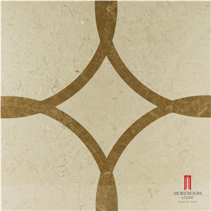 Spain Crema Marfil & Emperador Light Marble Pattern Floor Design Medallion