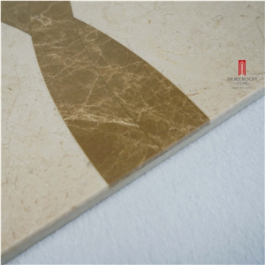 Spain Crema Marfil & Emperador Light Marble Pattern Floor Design Medallion