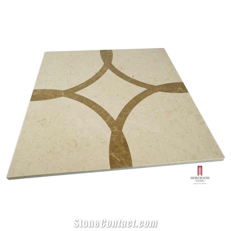 Spain Crema Marfil & Emperador Light Marble Pattern Floor Design Medallion